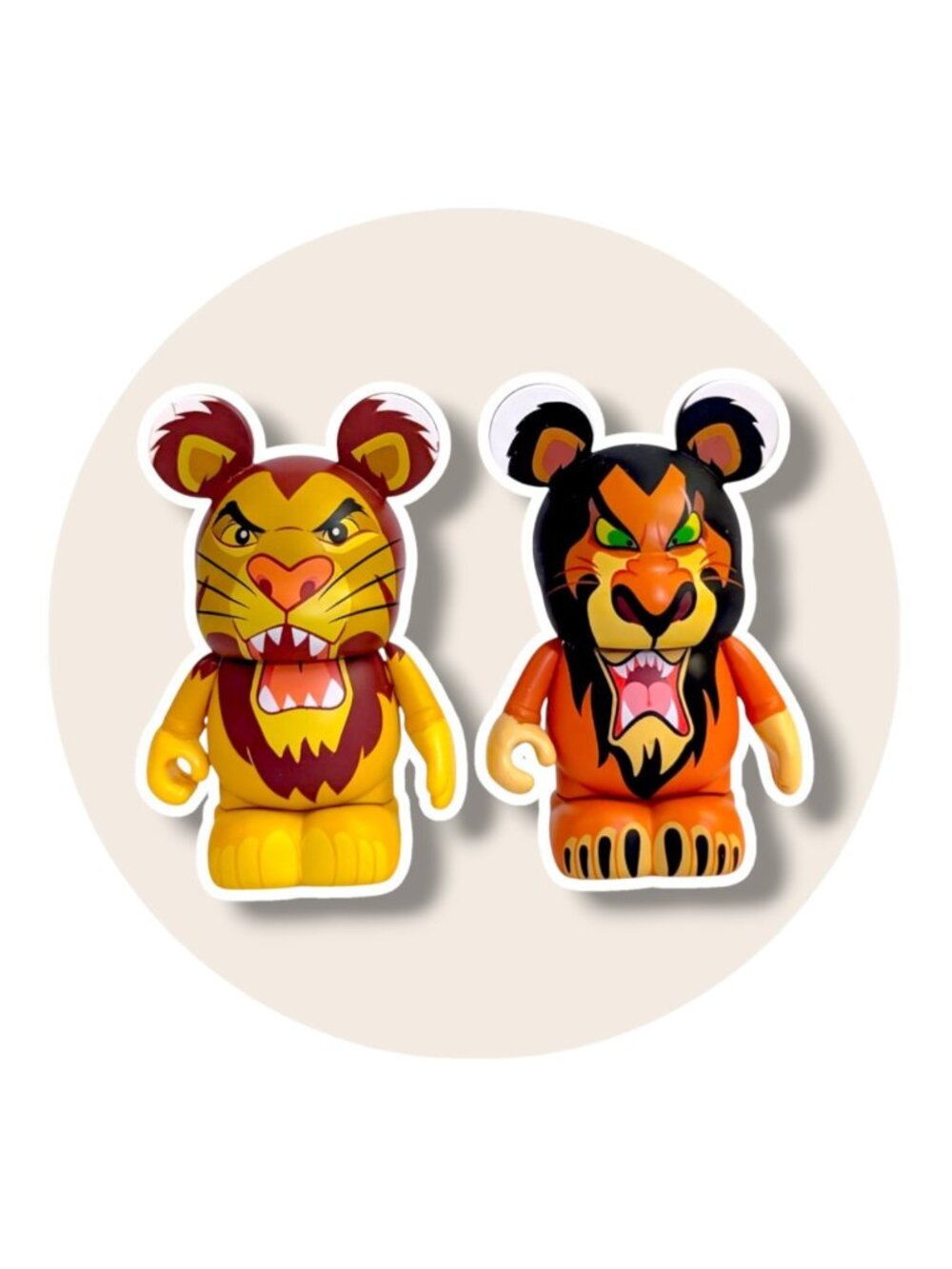 Lion King Disney Vinylmation Toy Action Figures: Mufasa and Scar, 3 in.